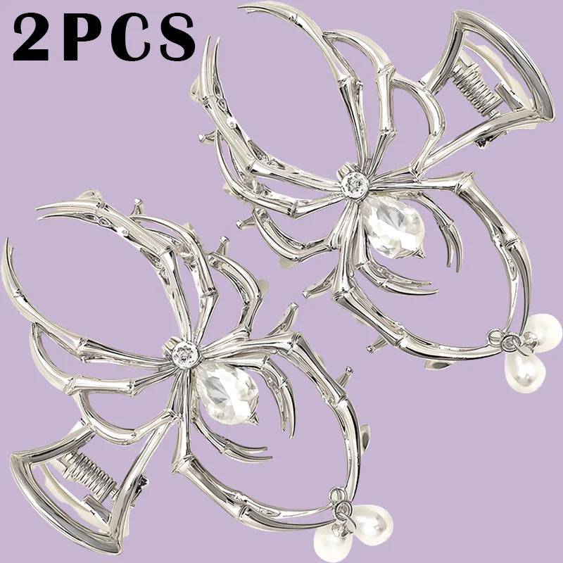 Presilha de cabelo com strass e pérolas estilo Y2K
