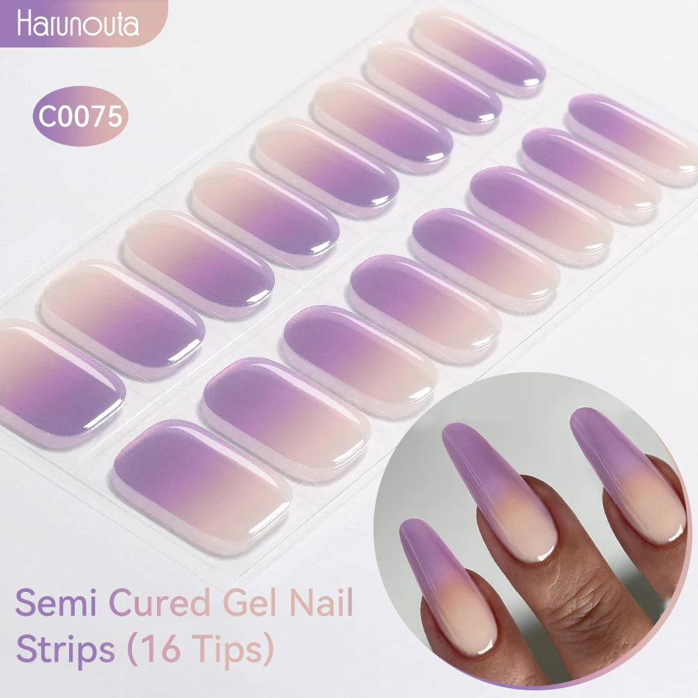 Adesivos de unha em gel semicurado (efeito aurora)