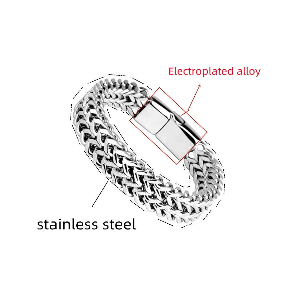 Pulseira trançada de aço inox com fecho magnético