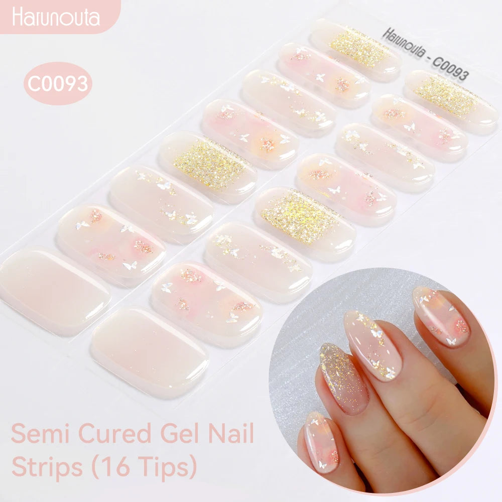 Adesivos de unha em gel semicurado (efeito aurora)