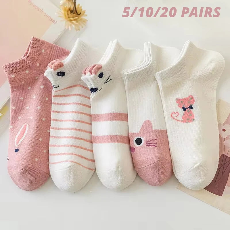 Kit de meias curtas de gatinho (5 a 20 pares)