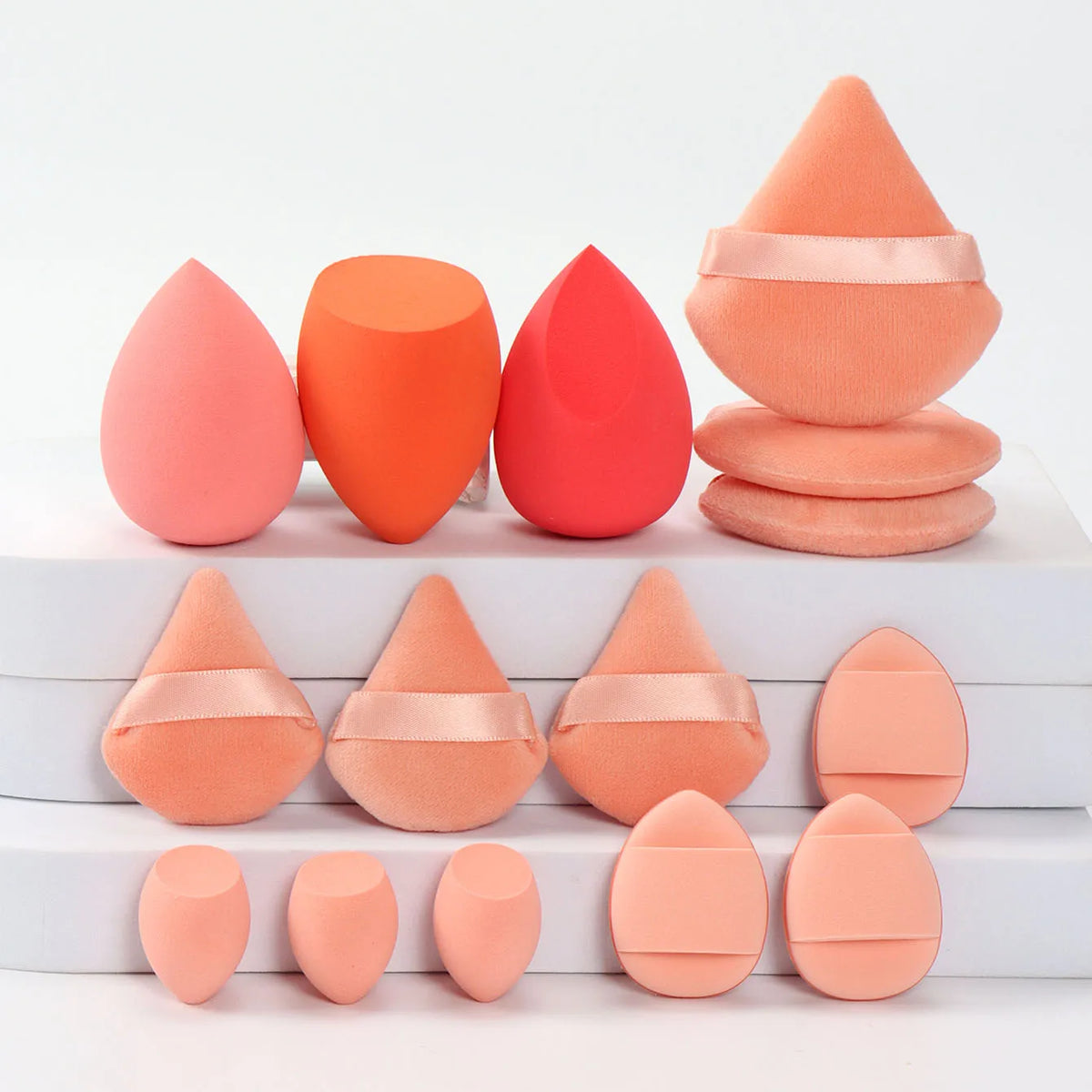 Kit de puffs e esponjas de maquiagem (15 peças)