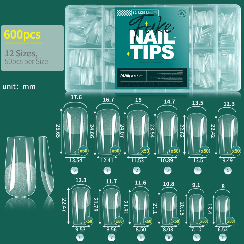 Kit 600 unhas postiças transparentes
