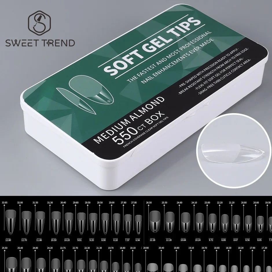 Kit 550 tips de unha em gel macio