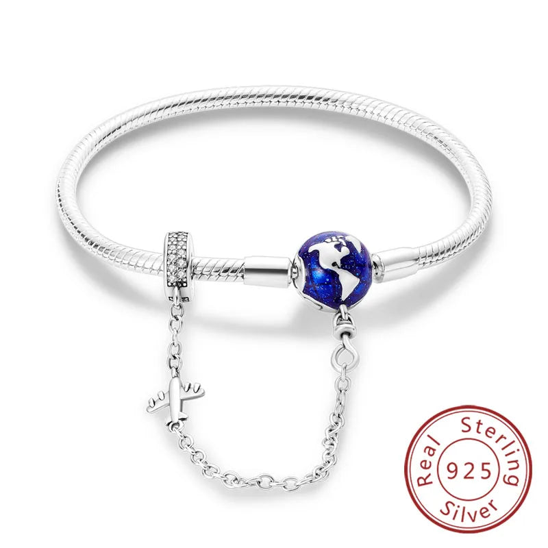 Pulseira de berloques em prata 925 com corações