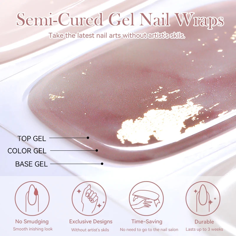 Adesivos de unha em gel semicurado (efeito aurora)