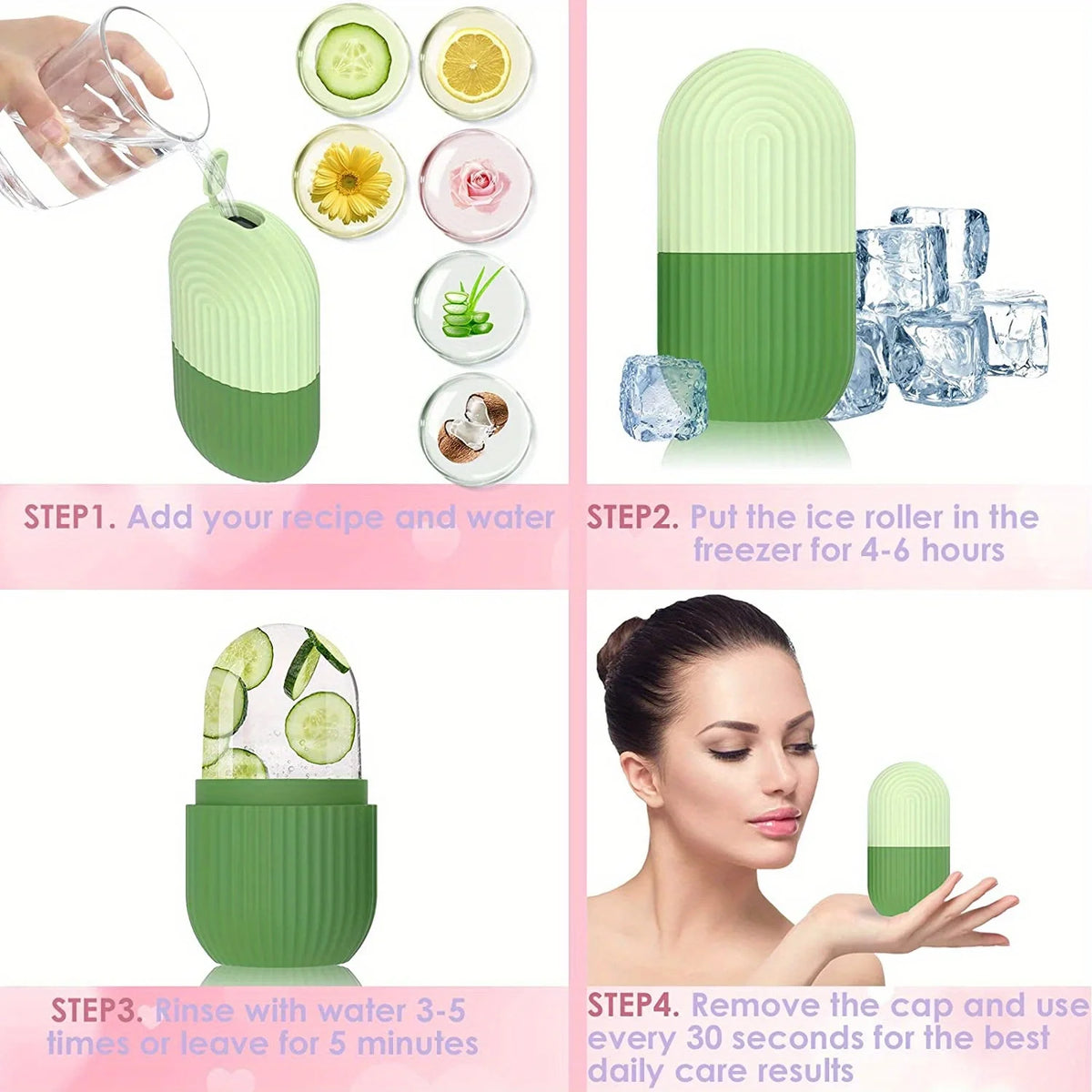 Rolo de gelo facial com gua sha