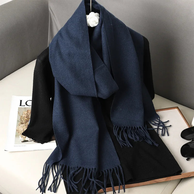 Cachecol pashmina liso com franjas