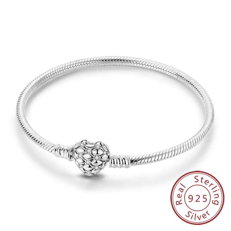 Pulseira de berloques em prata 925 com corações