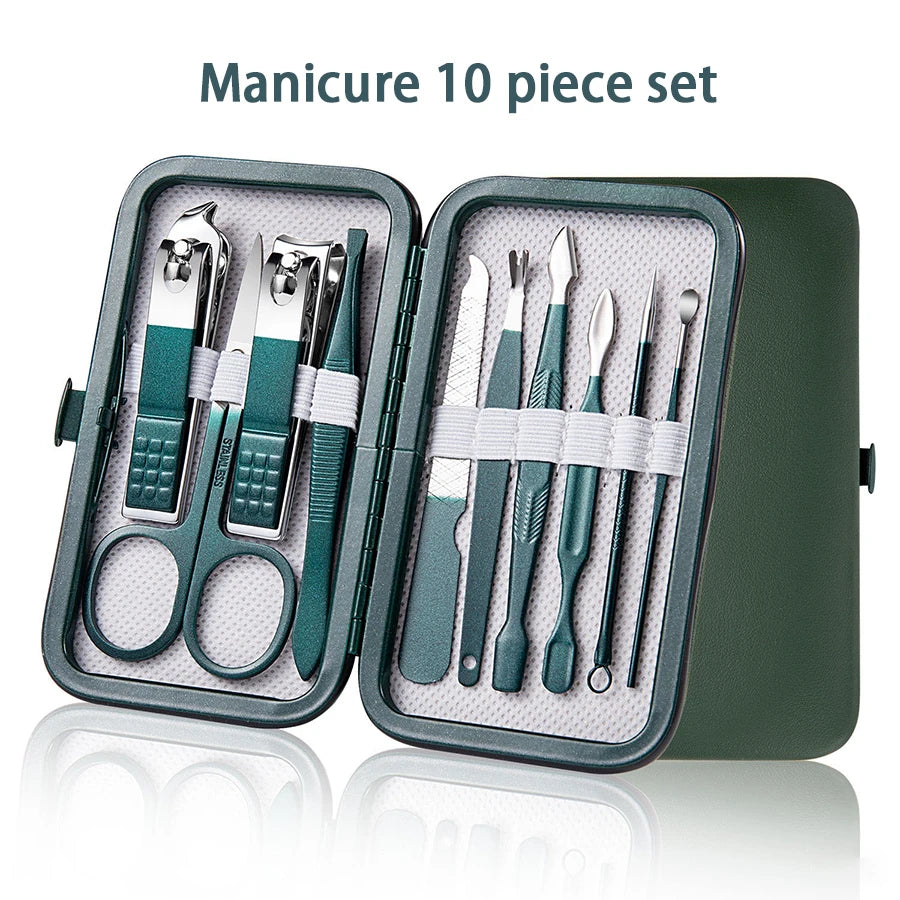 Kit manicure e pedicure em aço inox com estojo