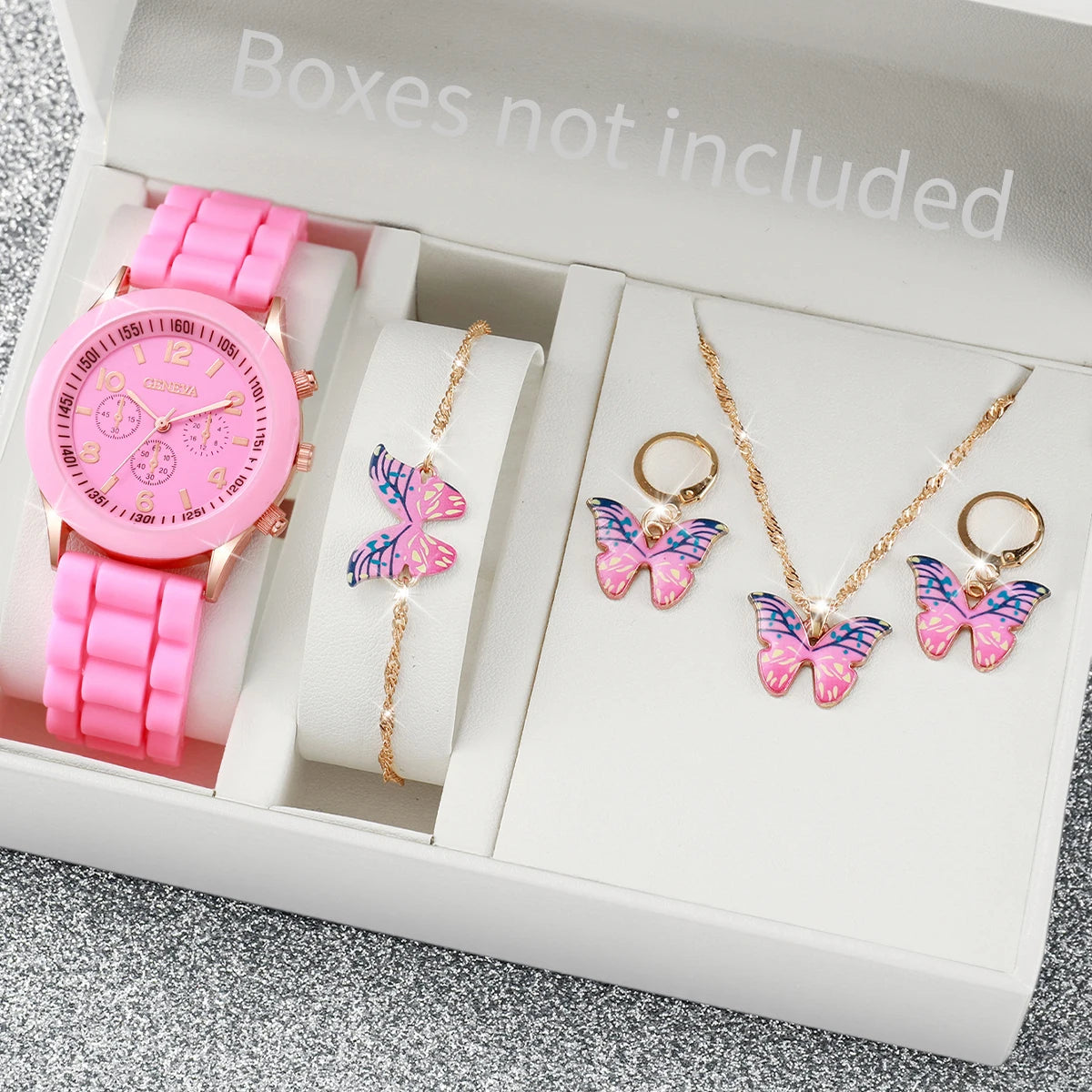 Kit relógio feminino com pulseiras e acessórios