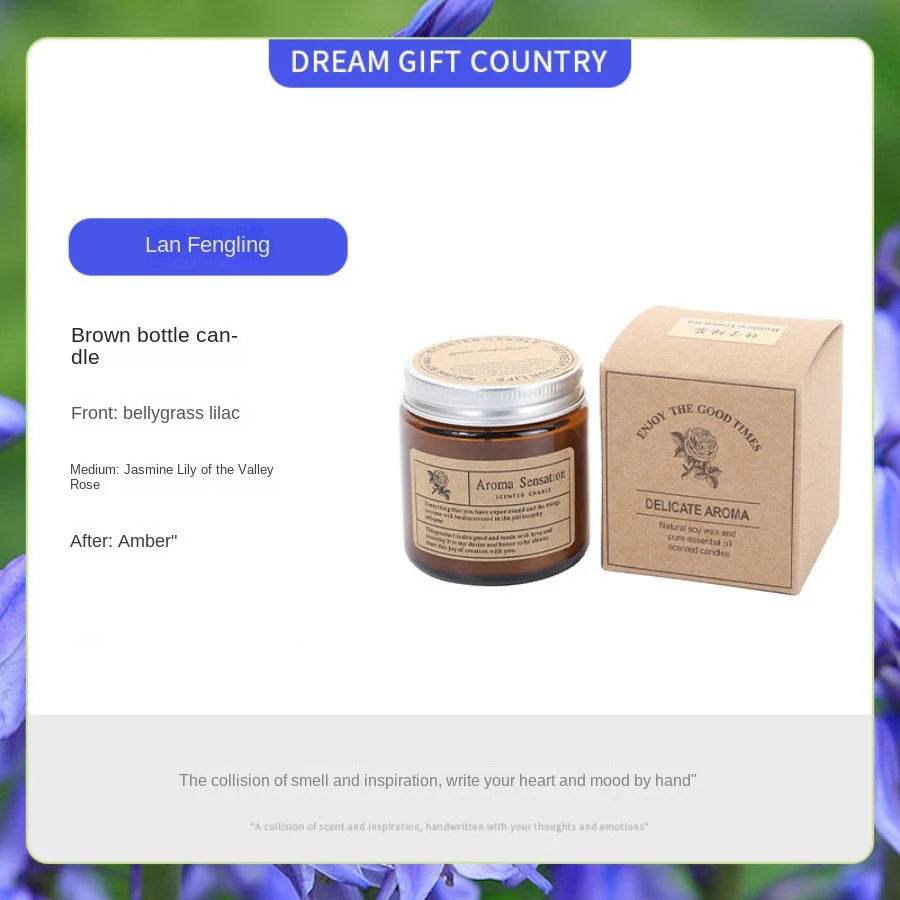 Vela aromática em copo de vidro âmbar