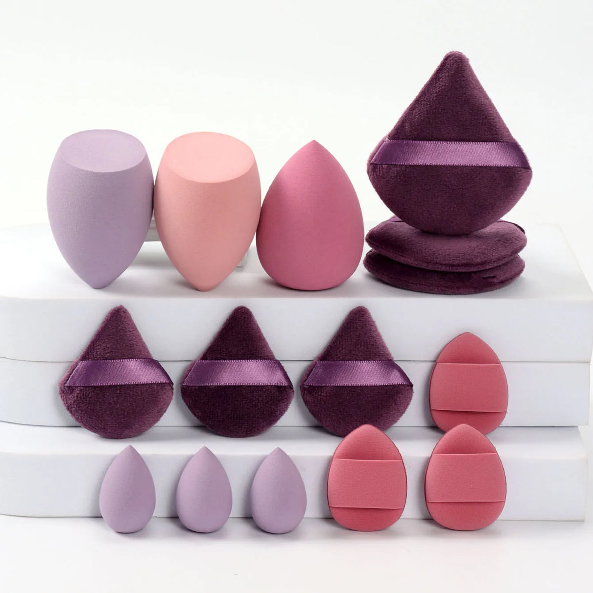 Kit de puffs e esponjas de maquiagem (15 peças)