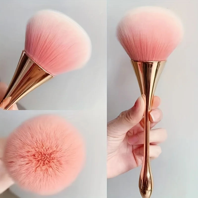Pincel leque rosé para pó e iluminador
