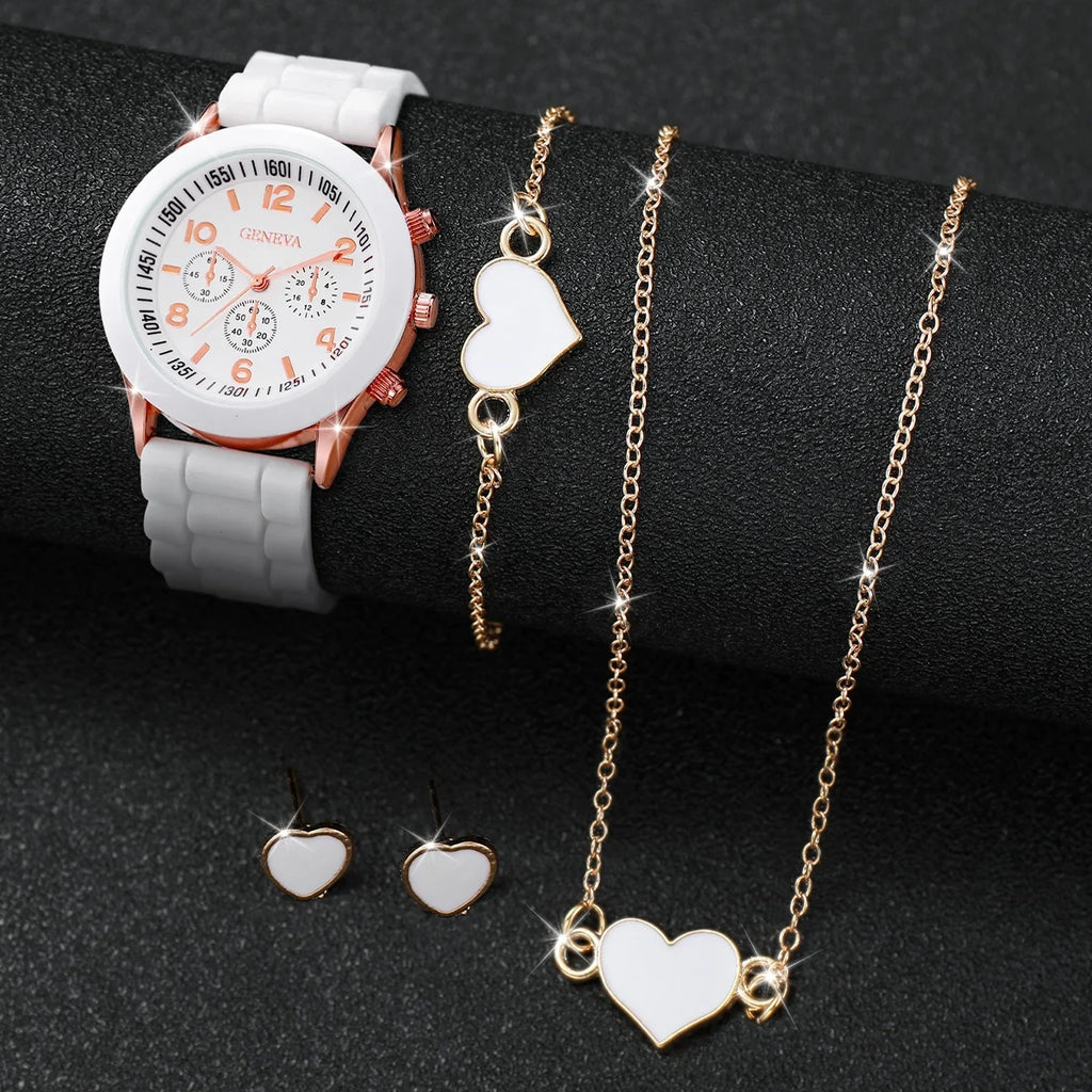 Kit relógio feminino com pulseiras e acessórios