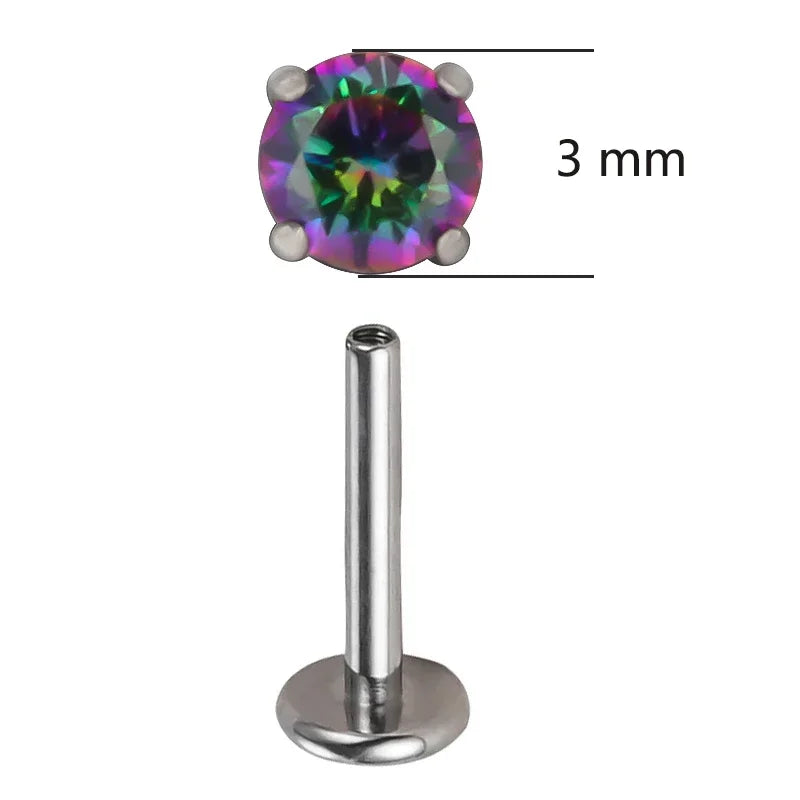 Piercing de titânio com zircônia