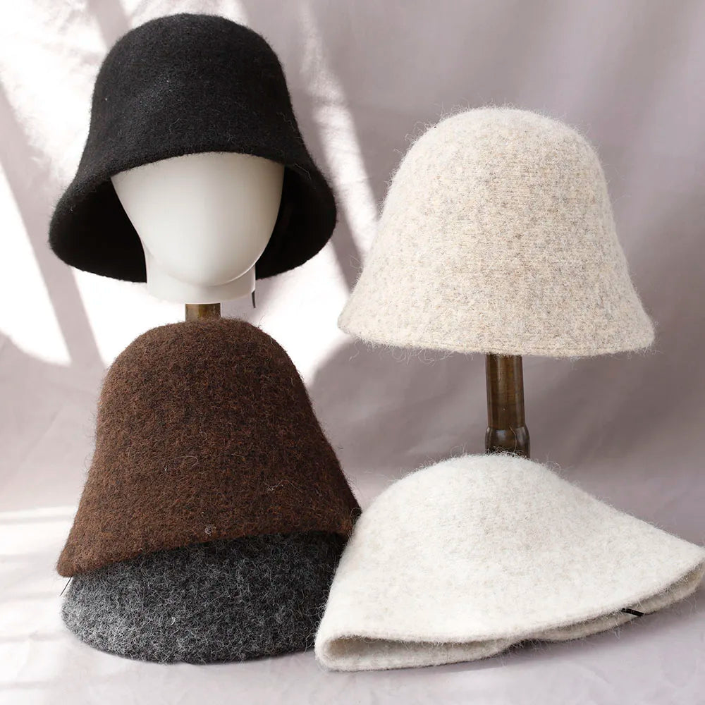 Chapéu bucket feminino de lã