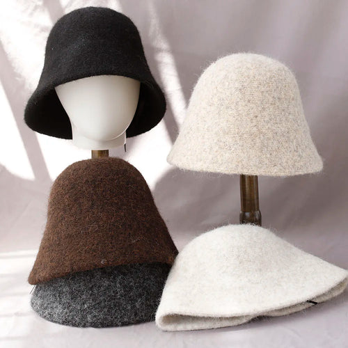 Chapéu bucket feminino de lã