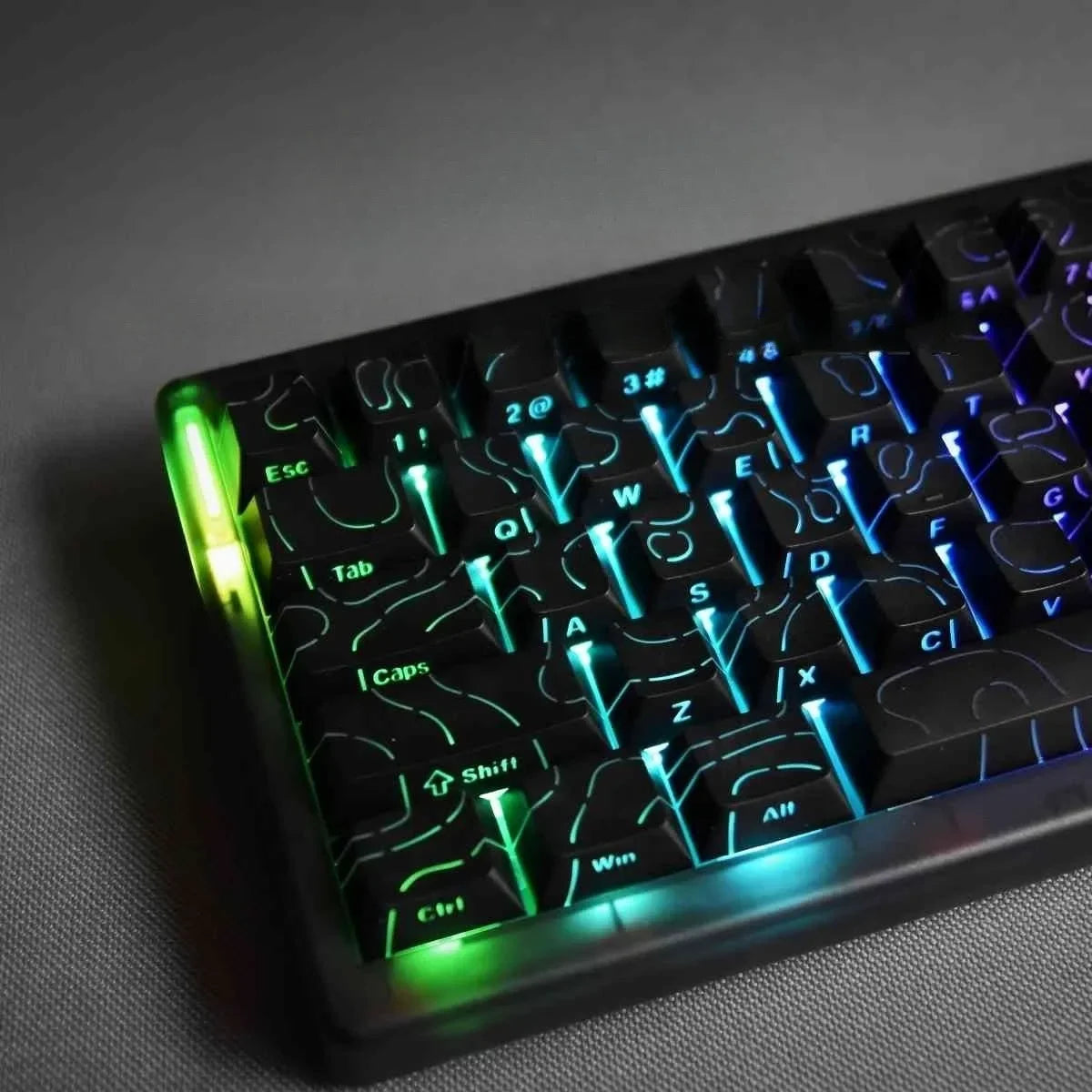 Kit de keycaps PBT com brilho lateral