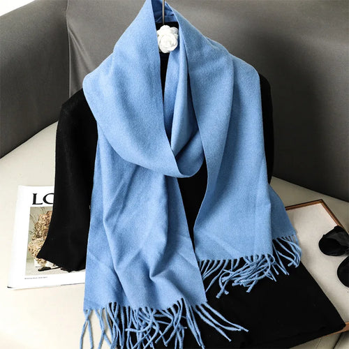 Cachecol pashmina liso com franjas