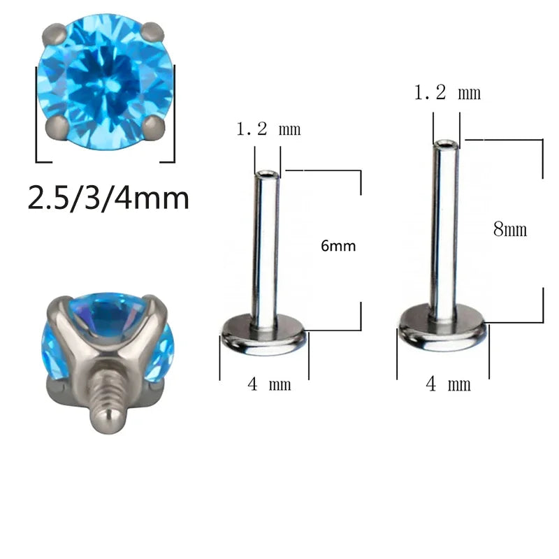Piercing de titânio com zircônia