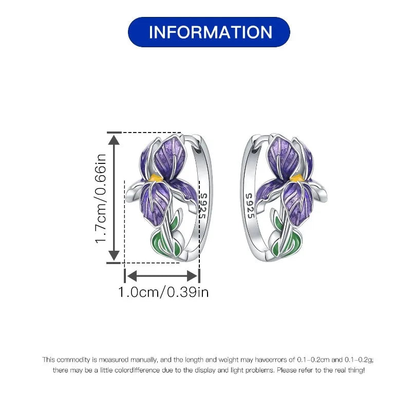 Brincos flor de íris em prata 925 com zircônia