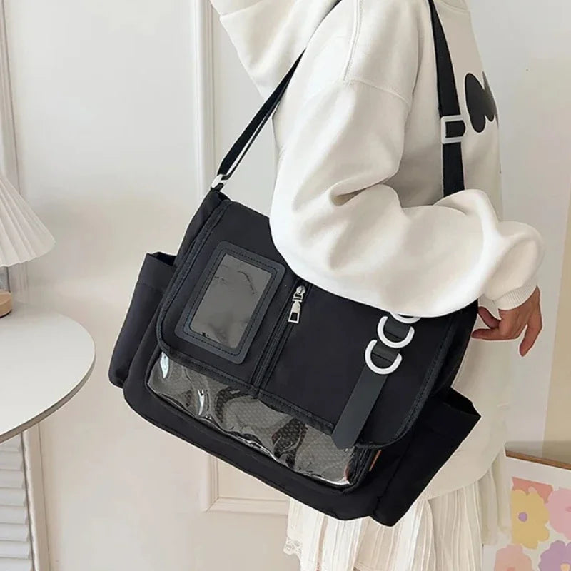 Bolsa transversal Y2K com janela transparente