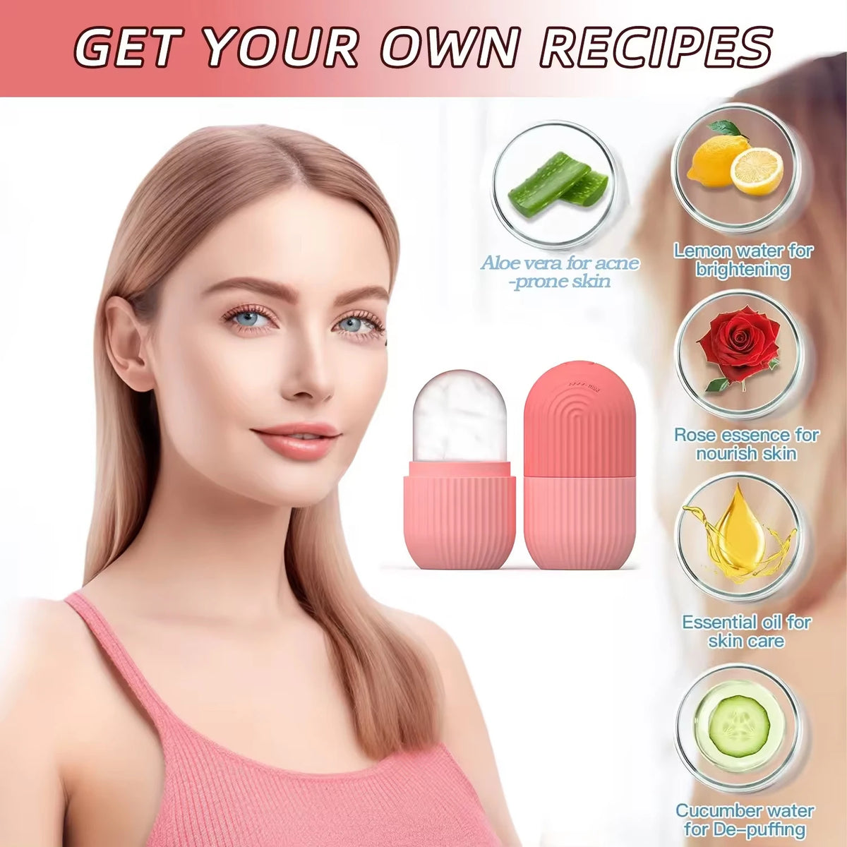 Rolo de gelo facial com gua sha