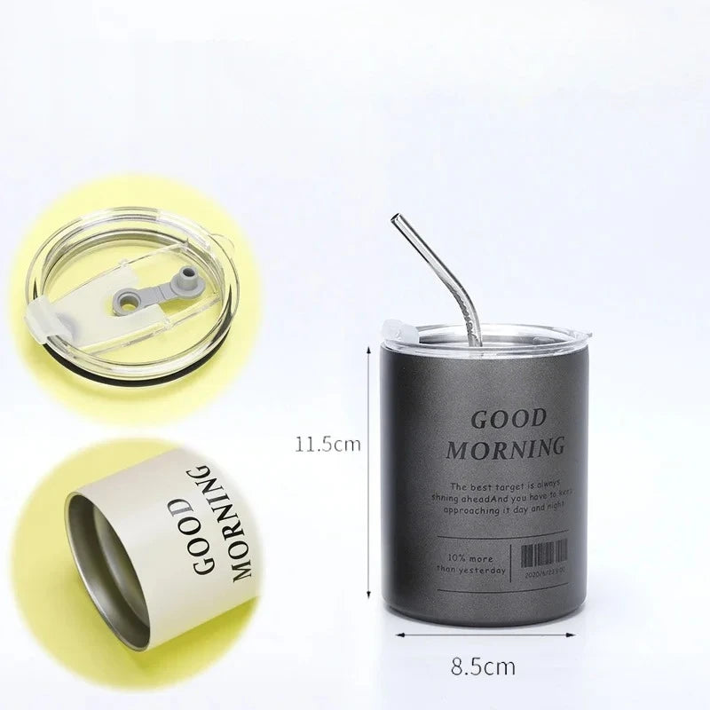 Copo térmico de aço inox com canudo (360 ou 600 ml)