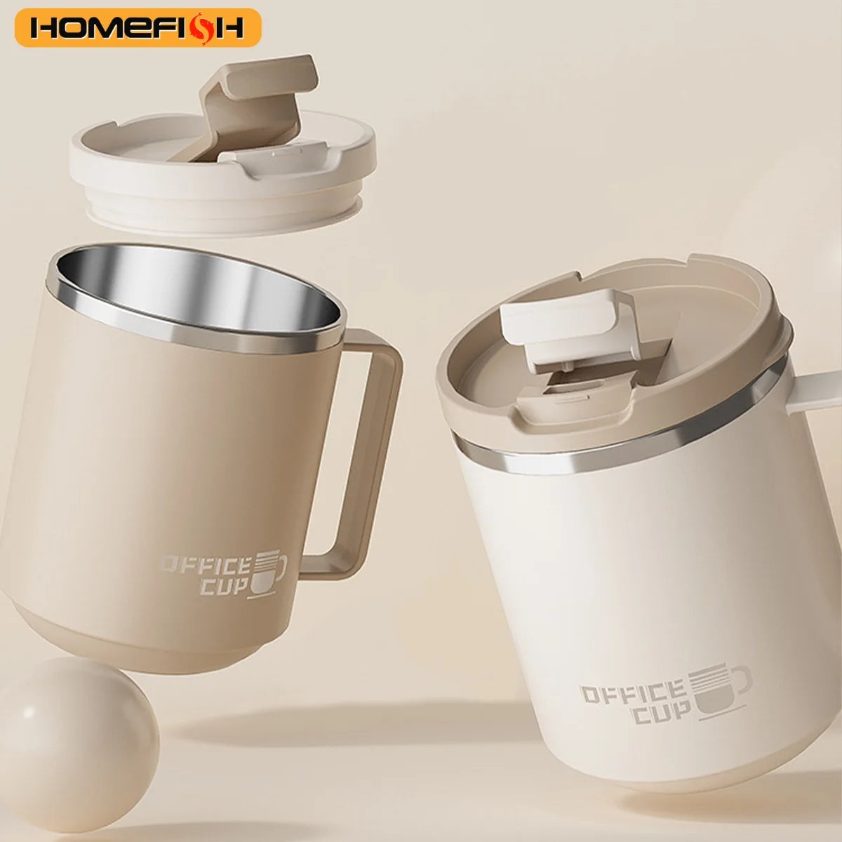 Caneca térmica de aço inox com tampa