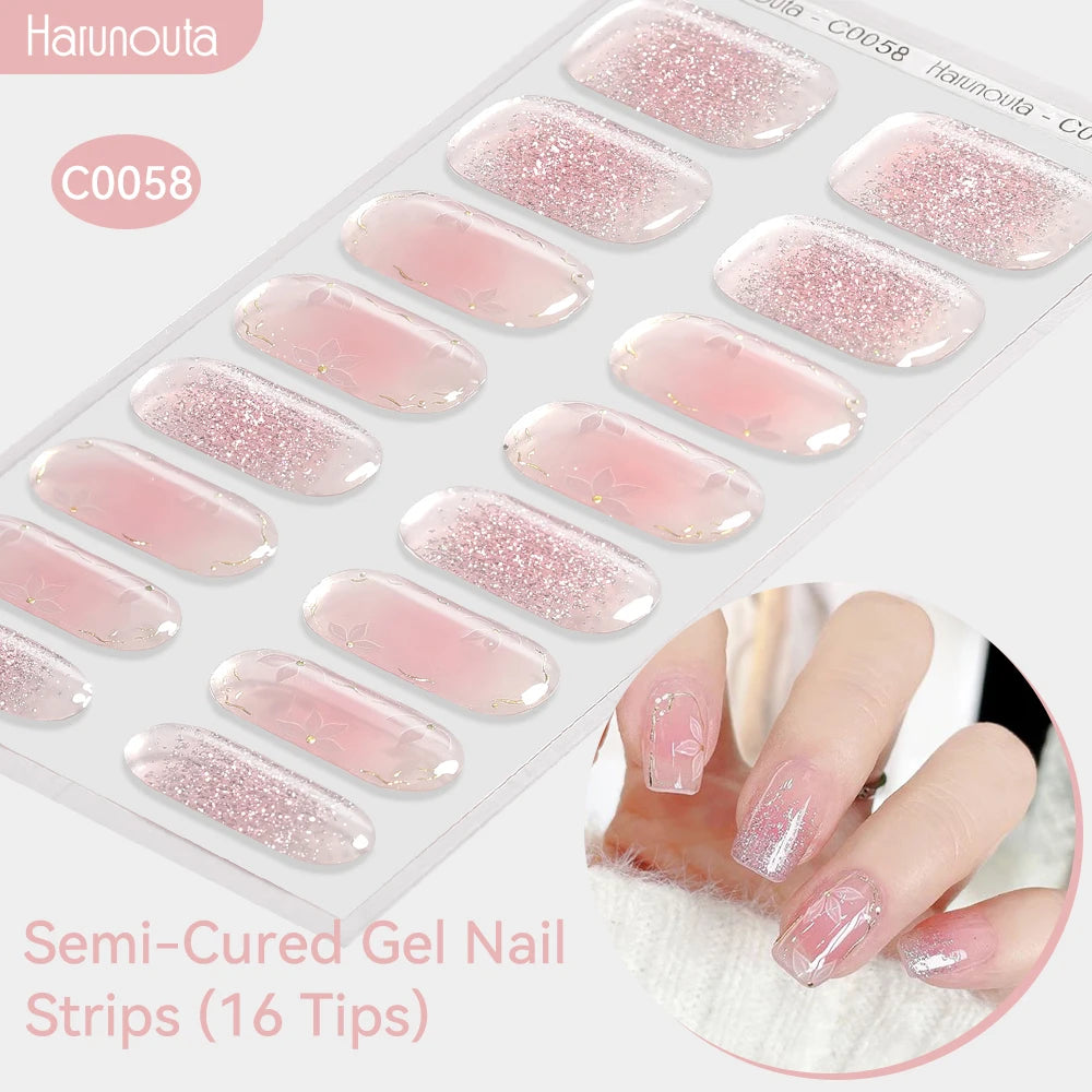 Adesivos de unha em gel semicurado (efeito aurora)