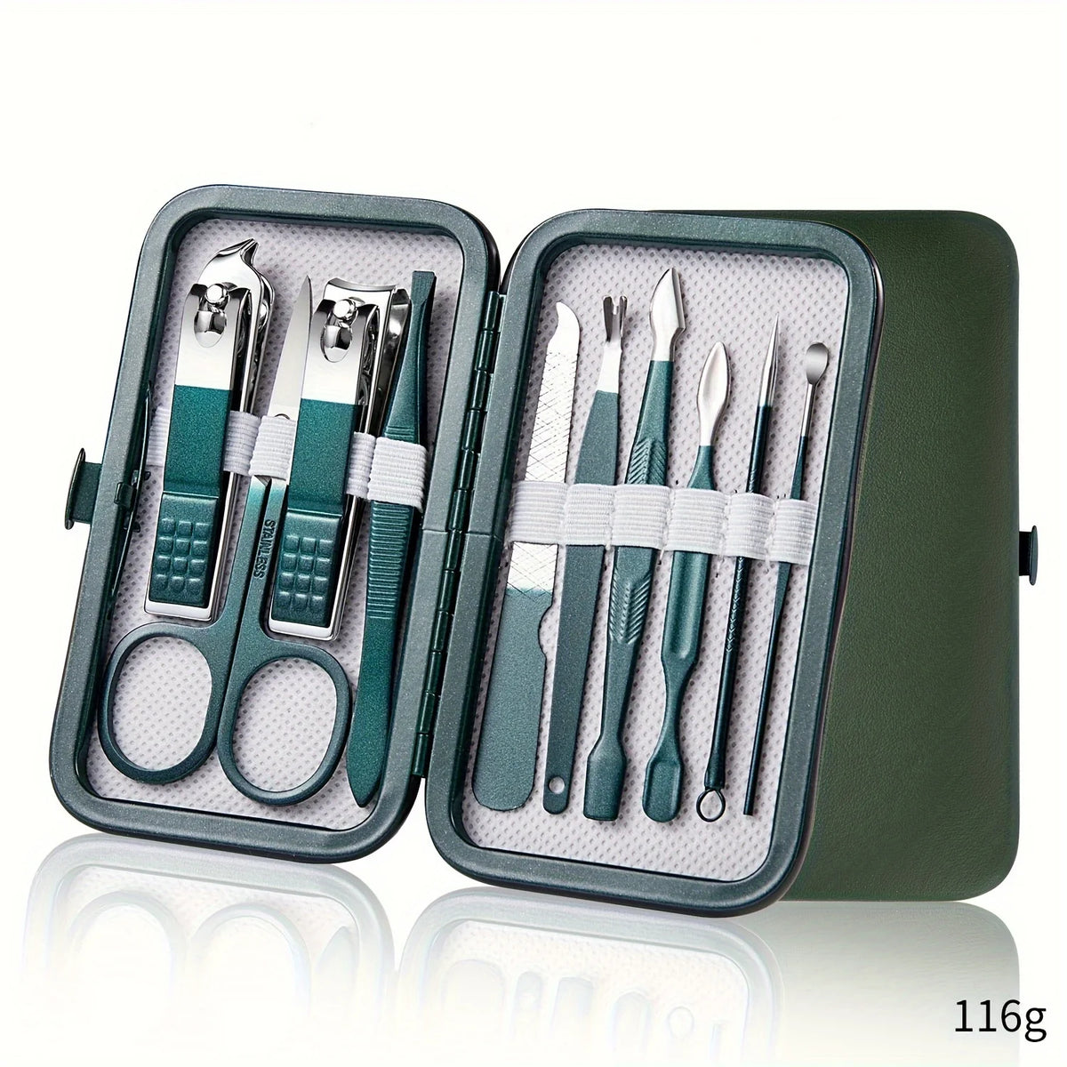 Kit manicure e pedicure em aço inox com estojo
