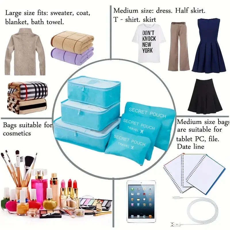 Kit 6 organizadores de mala para viagem