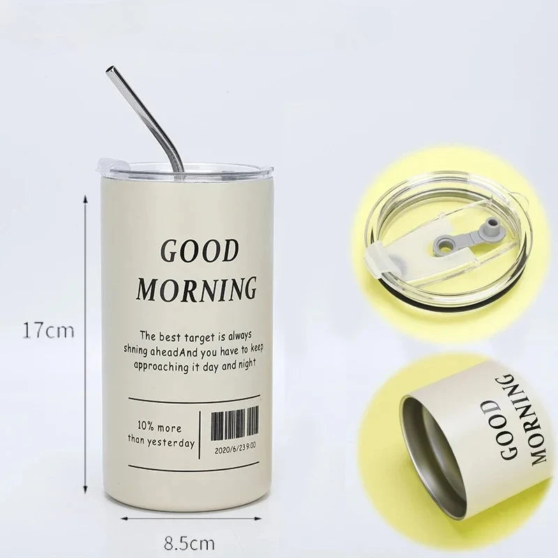 Copo térmico de aço inox com canudo (360 ou 600 ml)