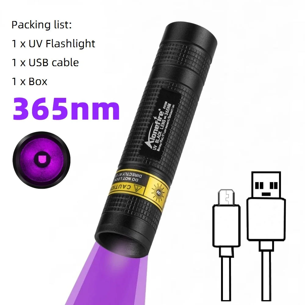Lanterna UV 365 nm recarregável