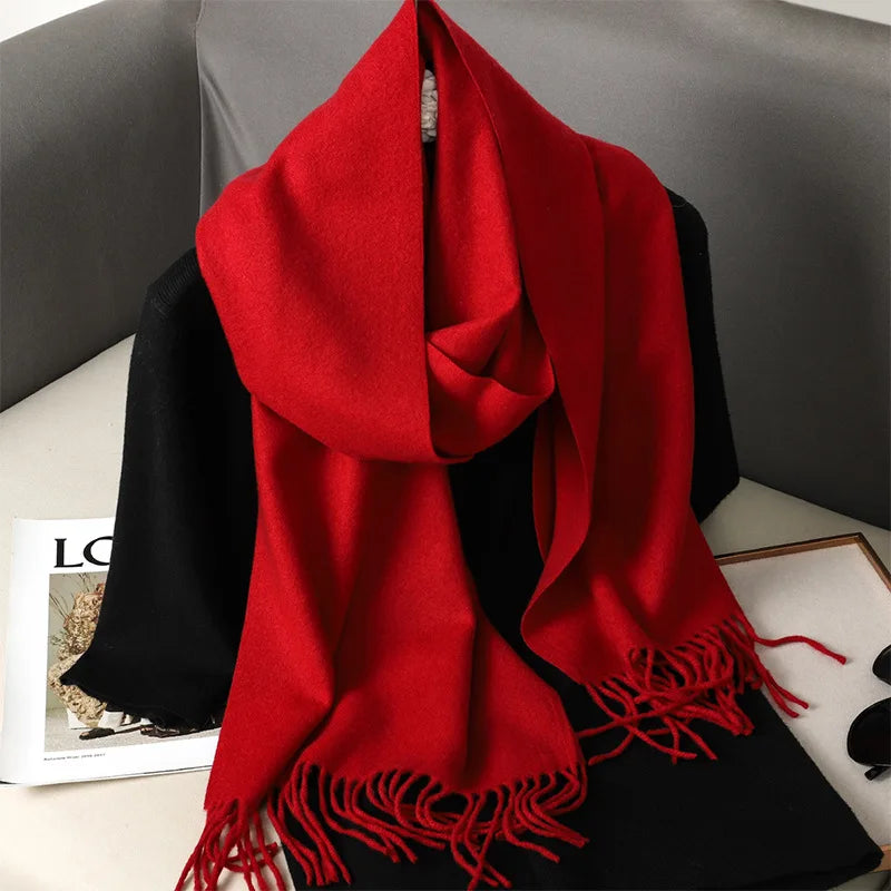 Cachecol pashmina liso com franjas