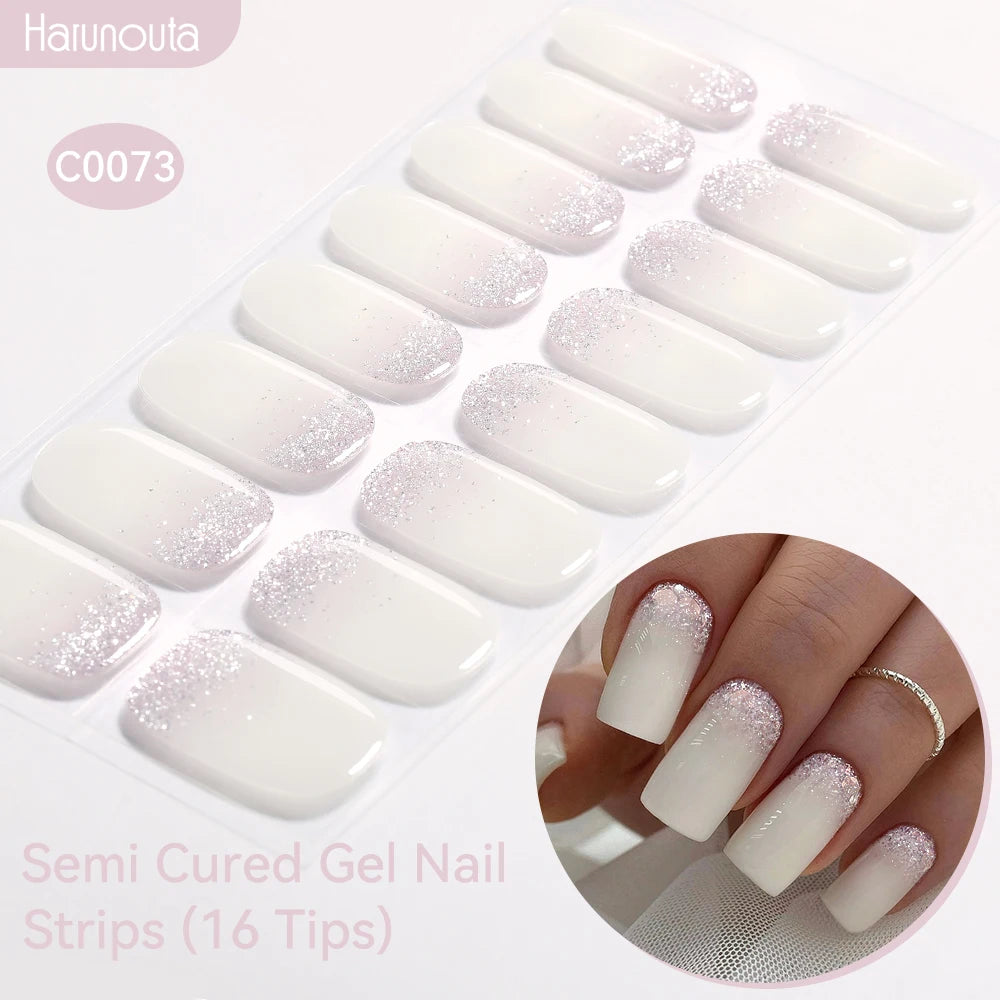 Adesivos de unha em gel semicurado (efeito aurora)