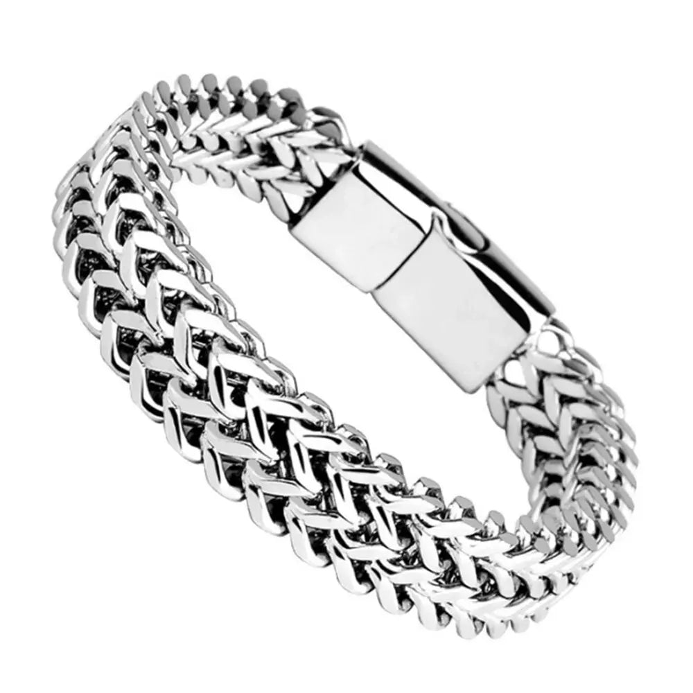 Pulseira trançada de aço inox com fecho magnético