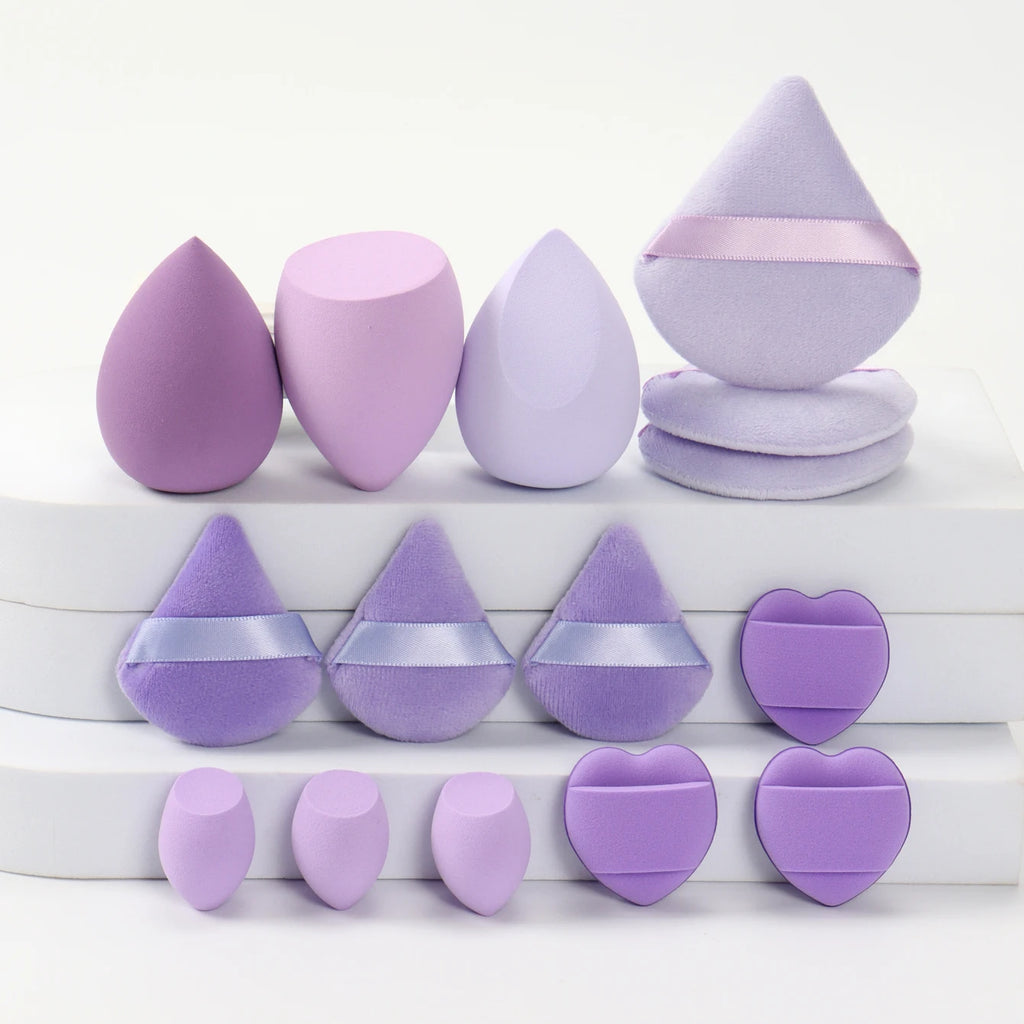 Kit de puffs e esponjas de maquiagem (15 peças)
