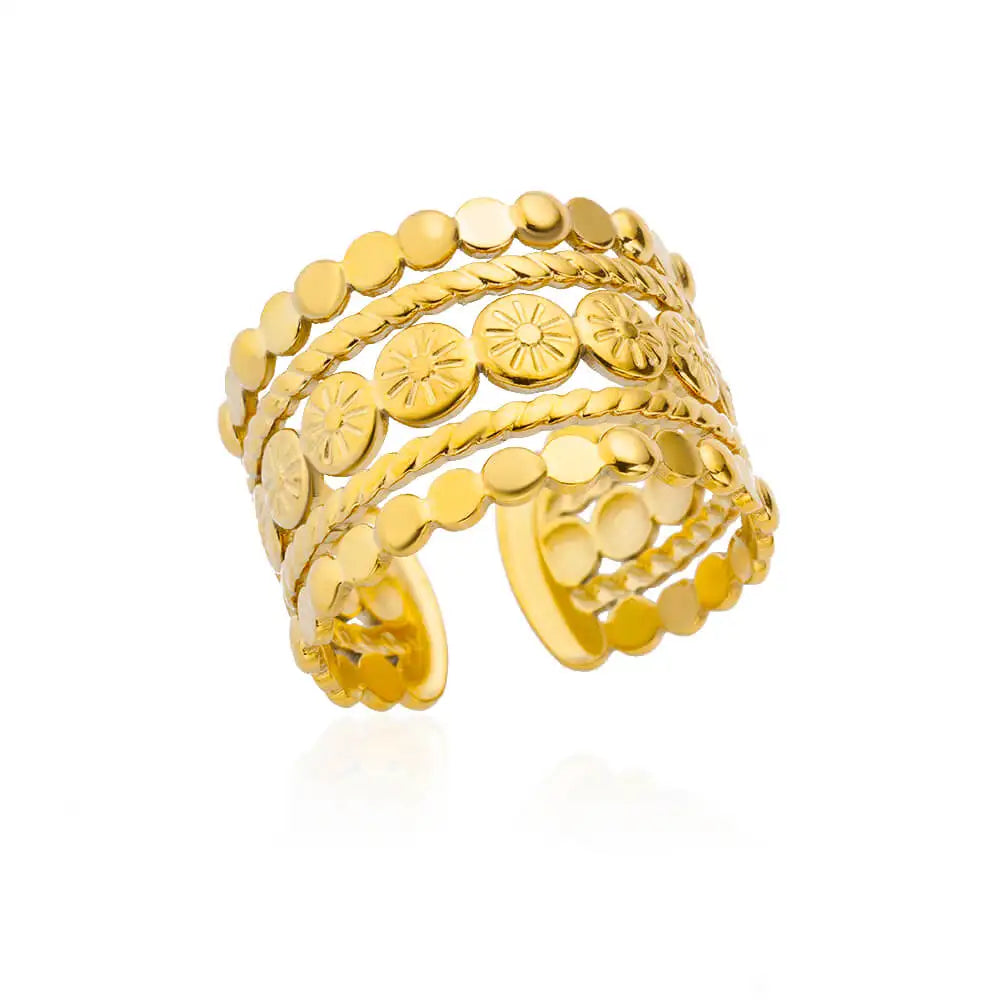 Anel feminino em aço inox 316L dourado