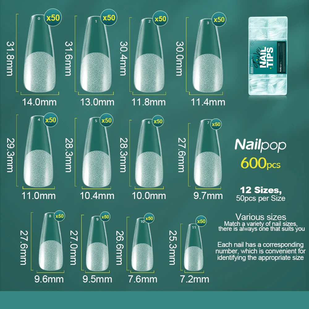 Kit 600 unhas postiças transparentes