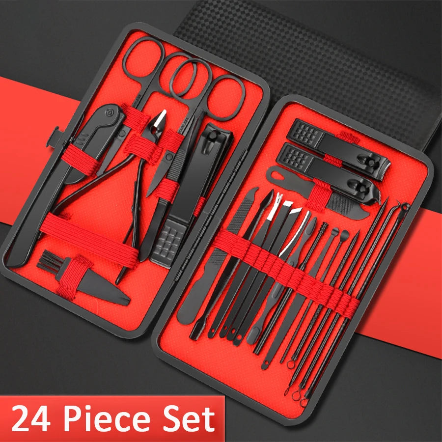 Kit manicure profissional com estojo de couro