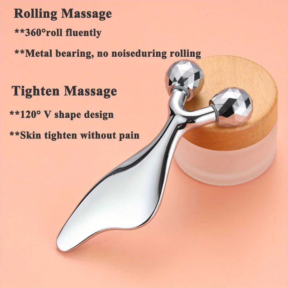 Massageador facial 3D 2 em 1 com gua sha