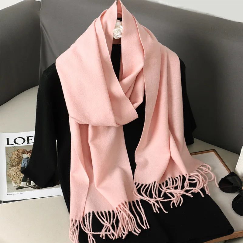 Cachecol pashmina liso com franjas
