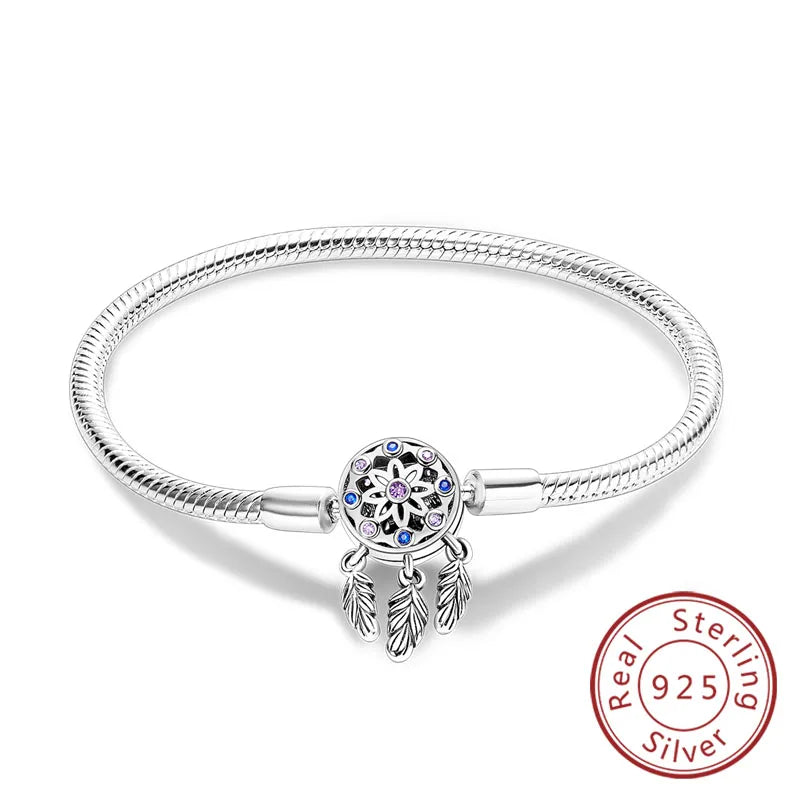 Pulseira de berloques em prata 925 com corações