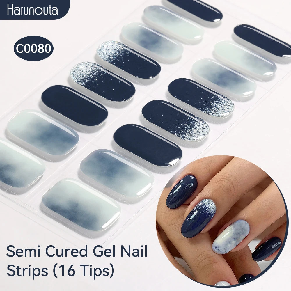 Adesivos de unha em gel semicurado (efeito aurora)