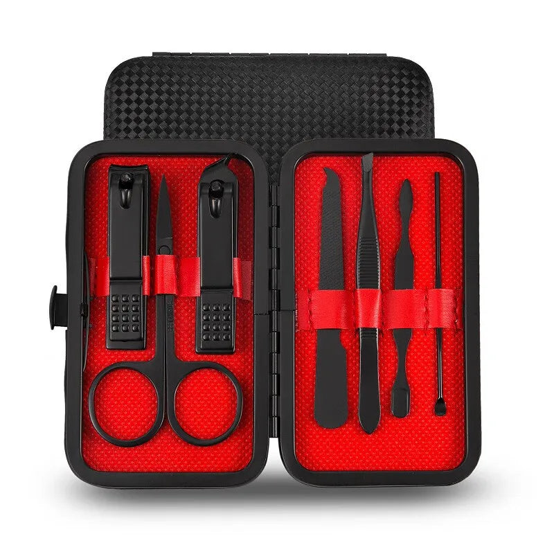 Kit manicure profissional com estojo de couro