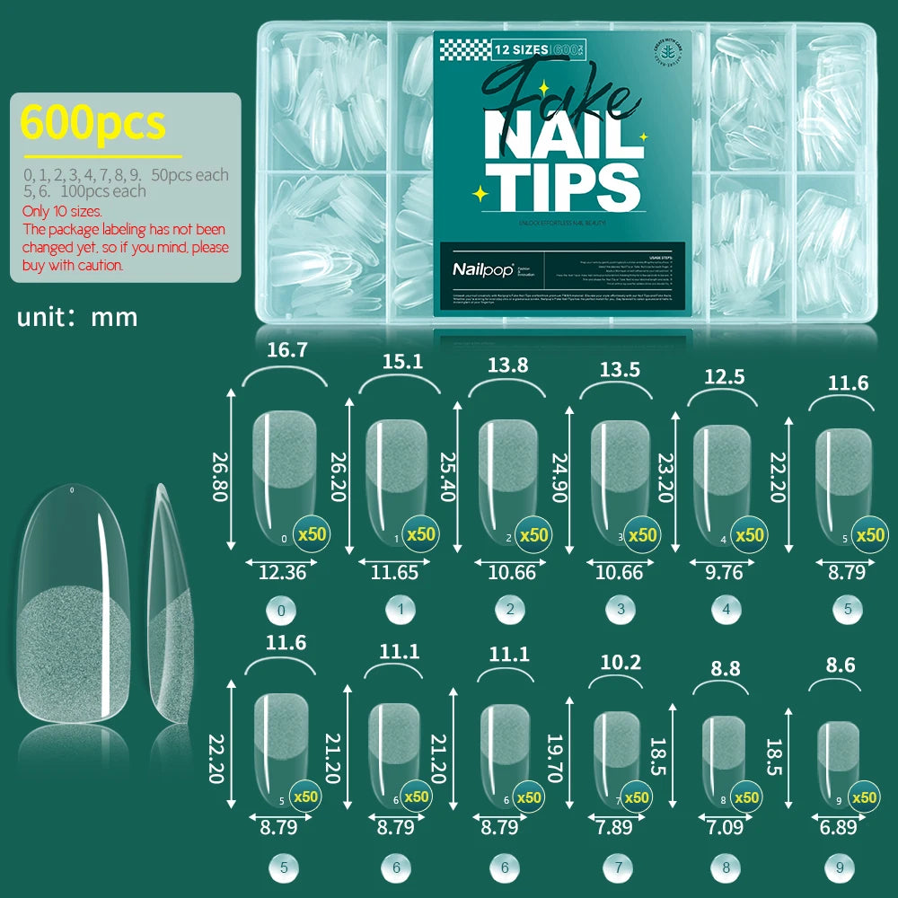 Kit 600 unhas postiças transparentes