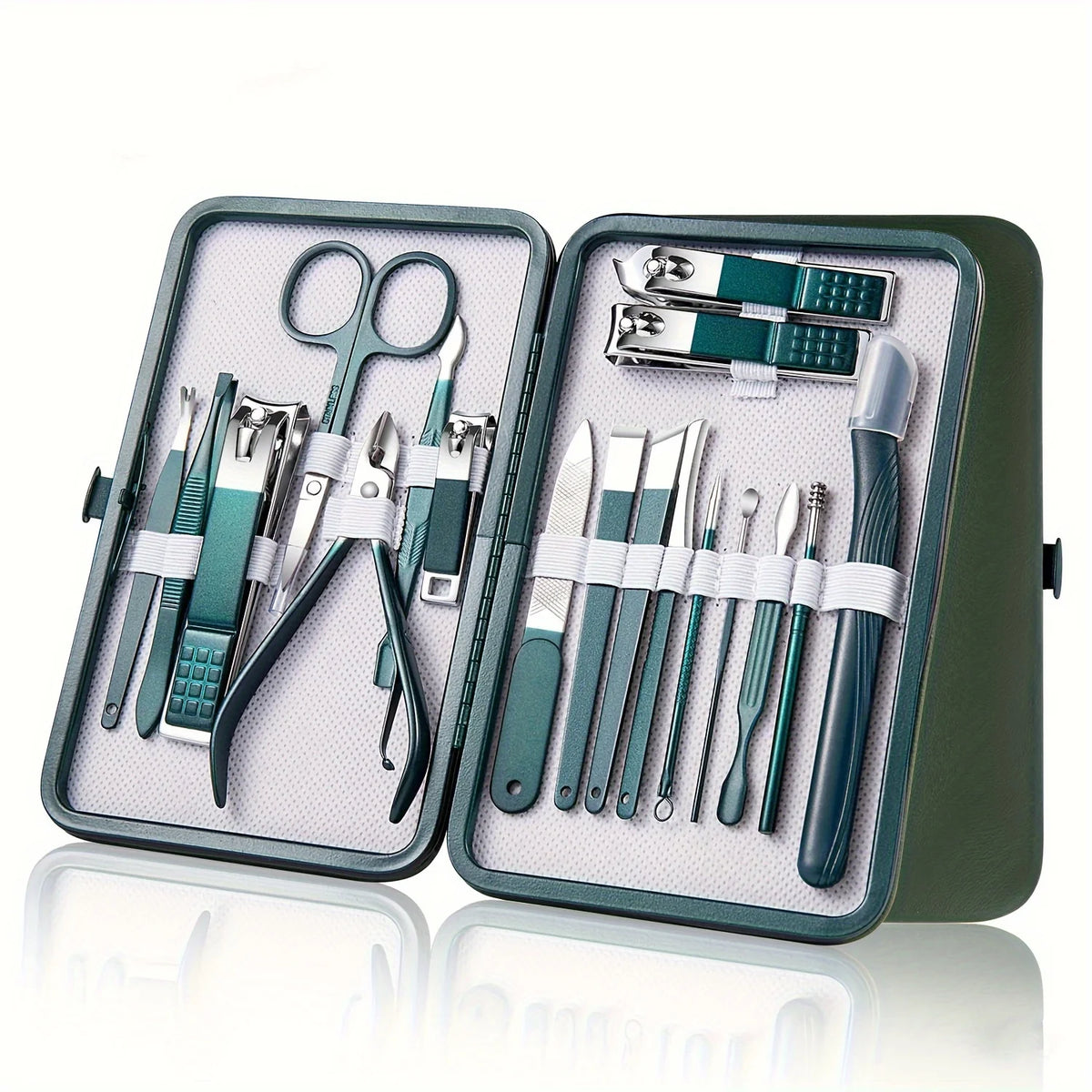 Kit manicure e pedicure em aço inox com estojo