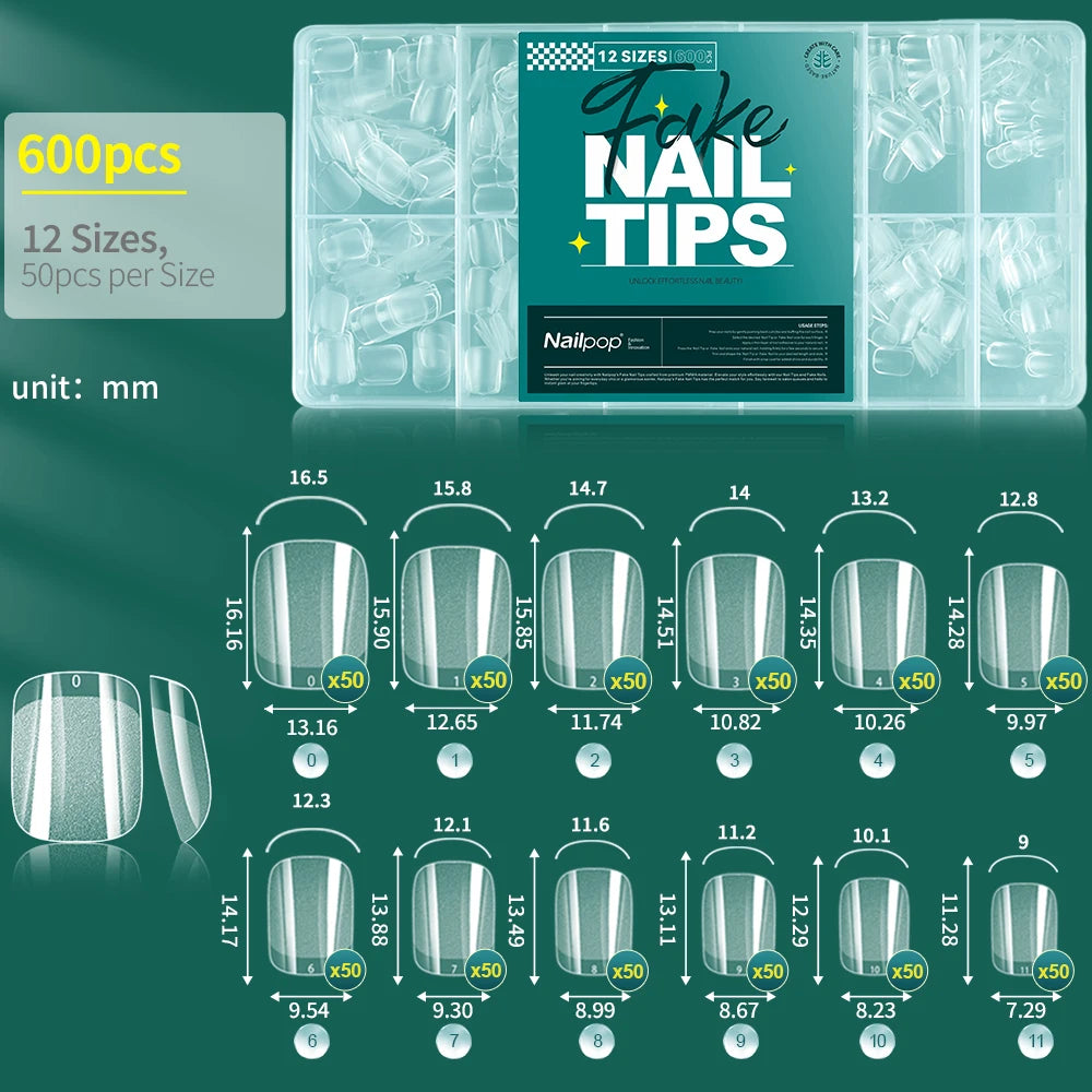 Kit 600 unhas postiças transparentes